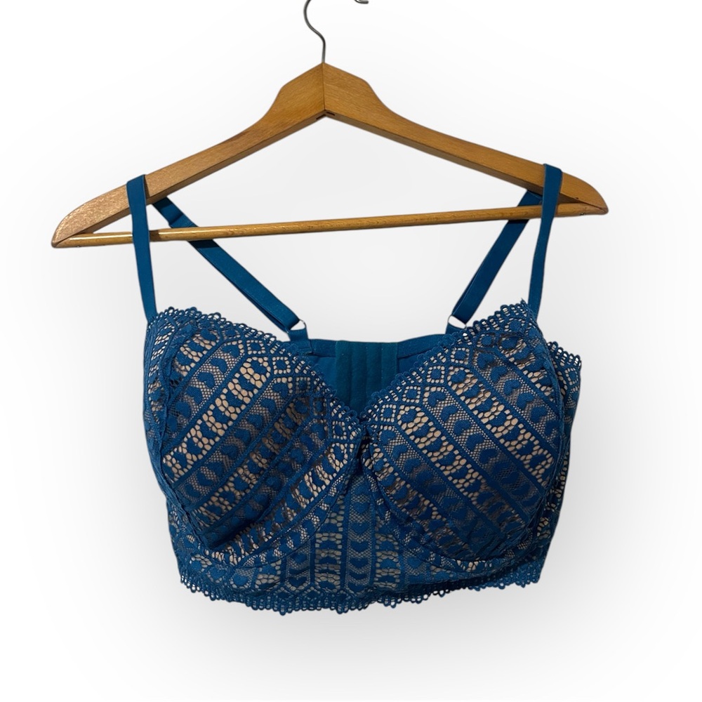 Adore Me Teal Lace Longline Bra